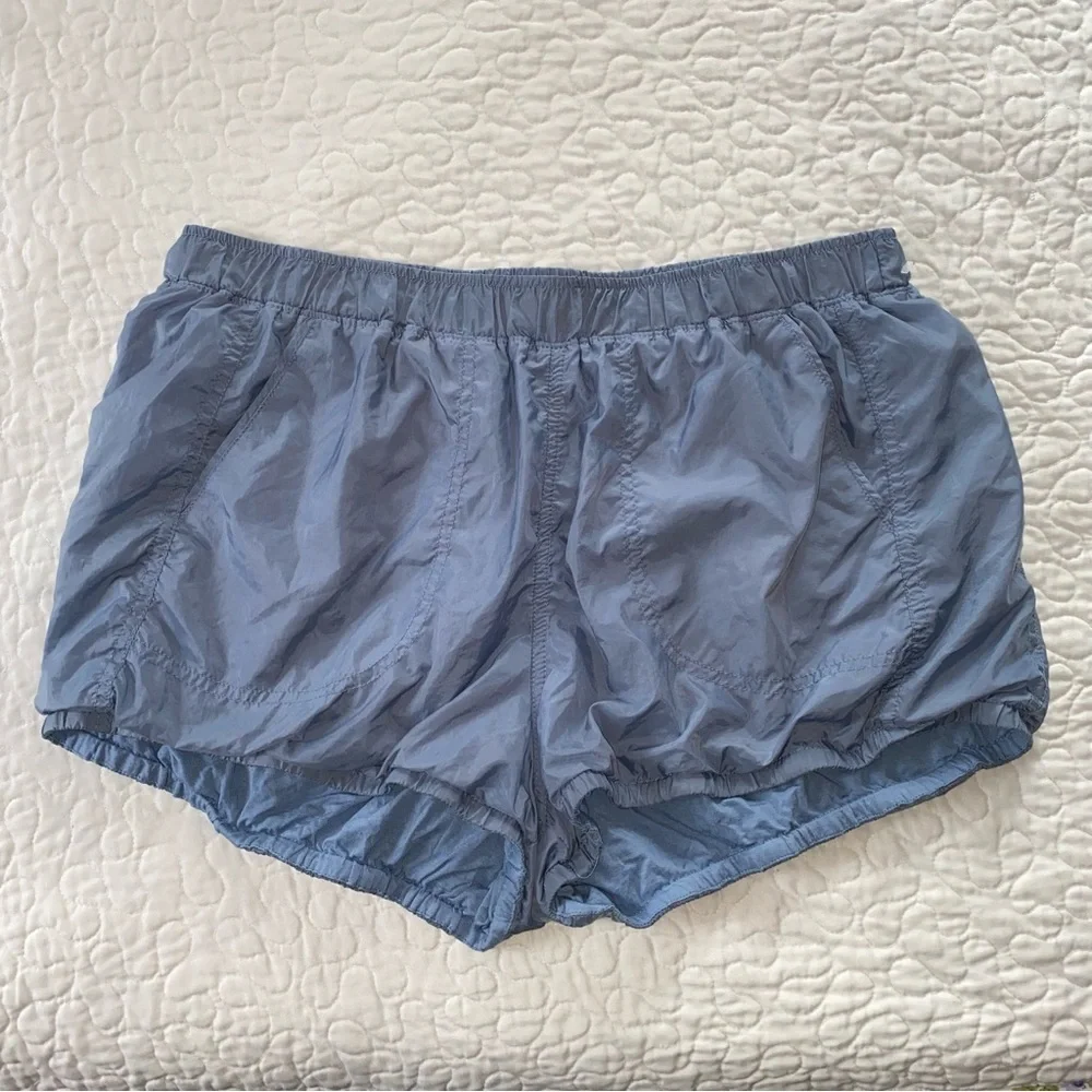 Nwot Free People Movement Sunshine Bubble Hem Cosmic Sea Blue Shorts size XL